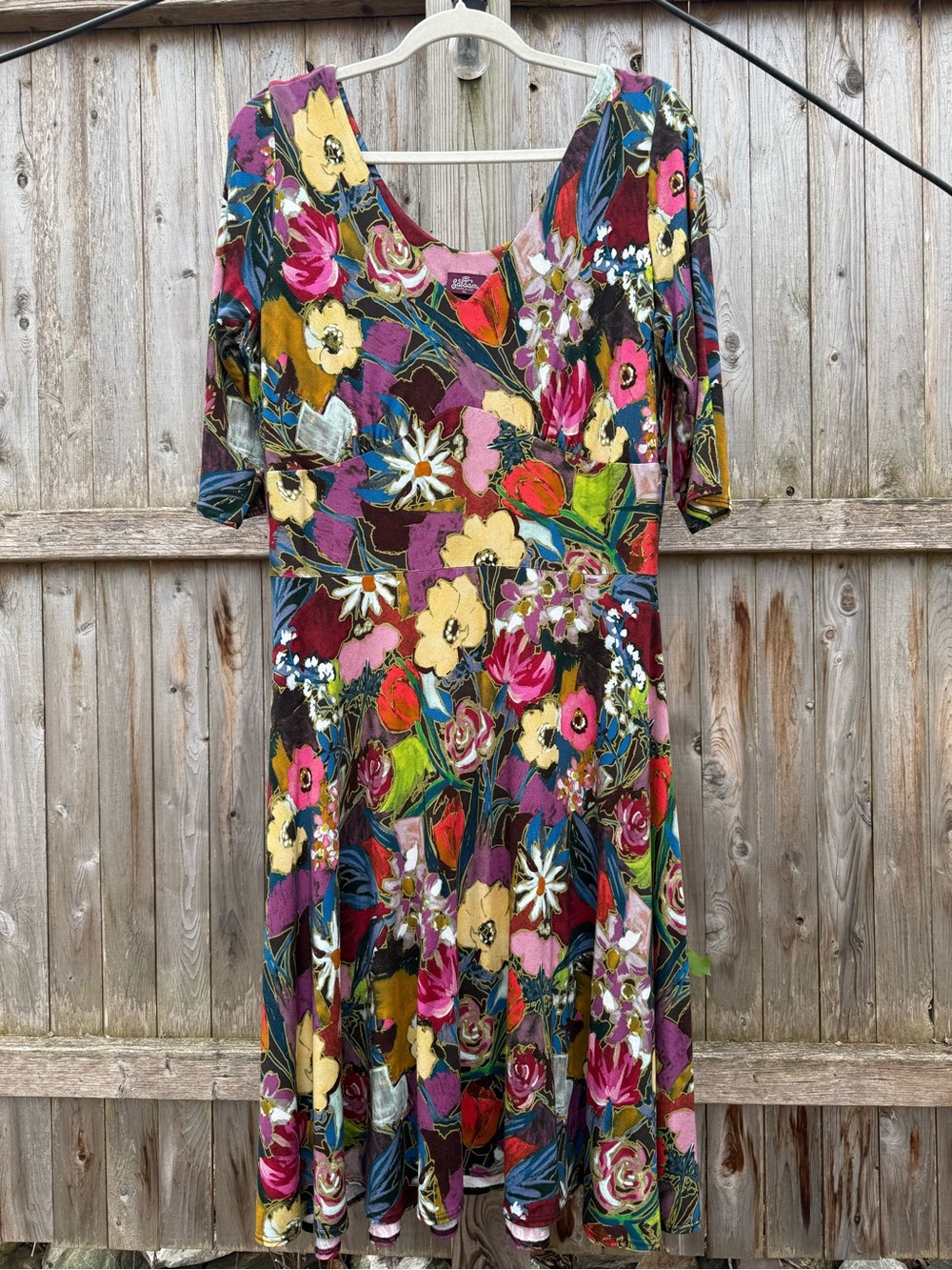 Salaam Marilyn 3/4 Sleeve V-Neck Midi Dress Viscose Jersey